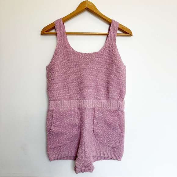Free People Beach Declan Sweater Romper Crocus Pink Size Large Pockets Summer - Picture 1 of 11